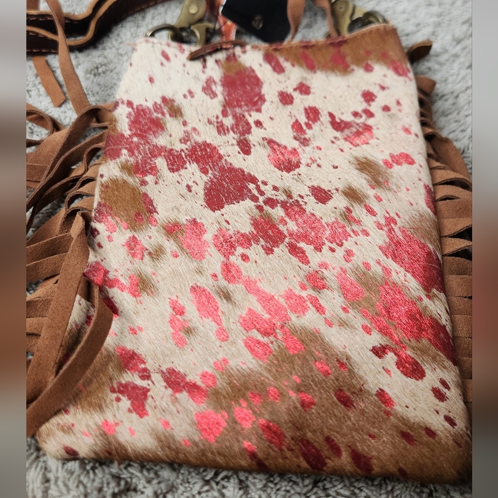 American Darling Crossbody Cowhide & Leather Purse With Fringe - Picture 2 of 13